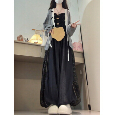 批发秋季搭配一整套大码胖mm<b class='q'>针织</b>开衫吊带阔腿裤新中式高级三件<b class='q'>套装</b>女