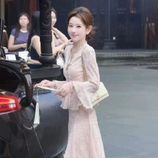 批发秋季穿搭一整套大码胖mm<b class='q'>蕾丝</b>刺绣上衣半身裙新中式国风气质套装女