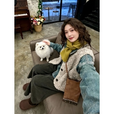 批发冬季搭配一整套大码胖mm毛毛马甲衬衫阔腿裤<b class='q'>高级</b>复古叠穿三件套装