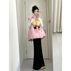 批发冬季穿搭一整套大码<b class='q'>胖</b><b class='q'>mm</b>棉服马甲叠穿打底衫微喇裤甜美三件套装女