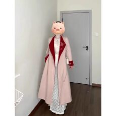 批发红色双面穿毛呢外套2025新款今年流行爆款新中式高级感<b class='q'>长款</b>大衣女