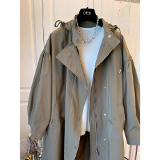 批发中长款连帽风衣外套女装<b class='q'>冬</b>季大码胖mm宽松加绒加厚休闲复古冲锋衣