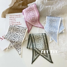 批发韩版chic腰果小丝巾女春夏季仿真丝发带扎发飘带绑包ins装饰领巾