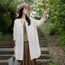 批发复古<b class='q'>刺绣</b>棉麻开衫<b class='q'>衬衫</b>女中长款2026夏季气质防晒衣空调衫休闲外套