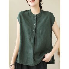 批发棉麻背心无袖T恤女夏季<b class='q'>大码</b><b class='q'>女装</b>麻料上衣新款宽松中老年妈妈夏装