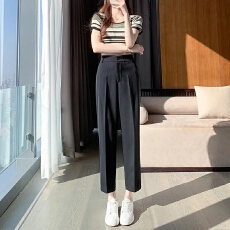 批发2026西装裤女春夏季高腰职业工作直筒烟管九分小脚上班面试西裤