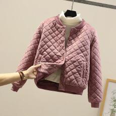 批发新款金丝绒棉衣女冬装小棉袄短款韩版宽松显瘦菱形棉服加厚<b class='q'>外套</b>潮
