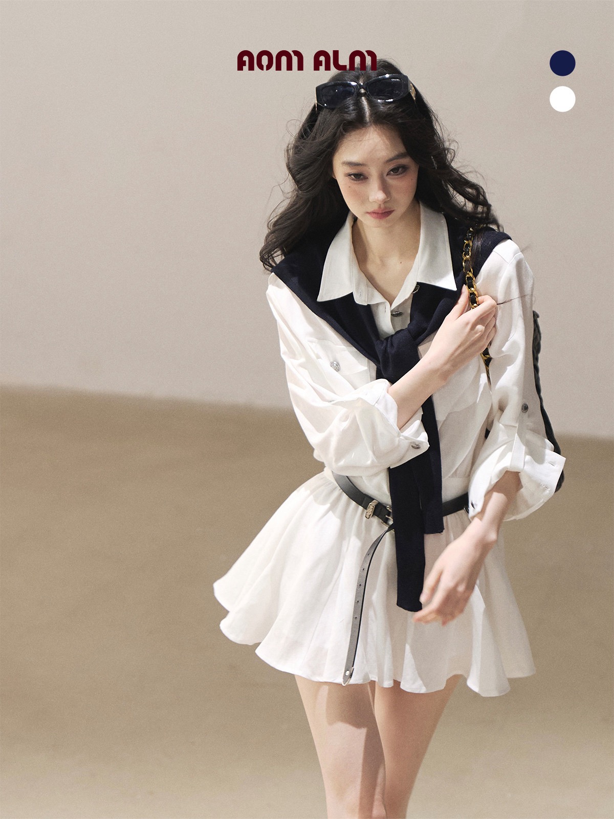 BY31320# 高智感穿搭衬衫连衣裙女秋季蓬蓬裙短裙  服裝批發女裝批發服飾貨源