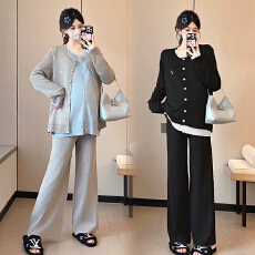 批发实拍~2026春装新款时尚休闲宽松刺绣撞色孕妇两件套