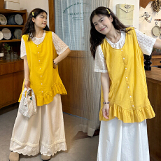 实拍2026夏款孕妇宽松无袖背心+内搭+阔腿裤三件套