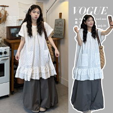 批发实拍2026夏款孕妇短袖<b class='q'>波点</b><b class='q'>衬衫</b>+阔腿裤套装