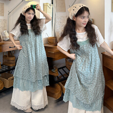 批发实拍2026夏款孕妇短袖T恤+碎花吊带<b class='q'>连衣裙</b>两件套