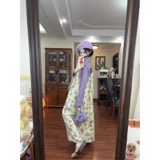 批发开春穿搭套装2026超火穿搭一整套多巴胺紫色<b class='q'>上衣</b><b class='q'>碎花</b>吊带裙两件套