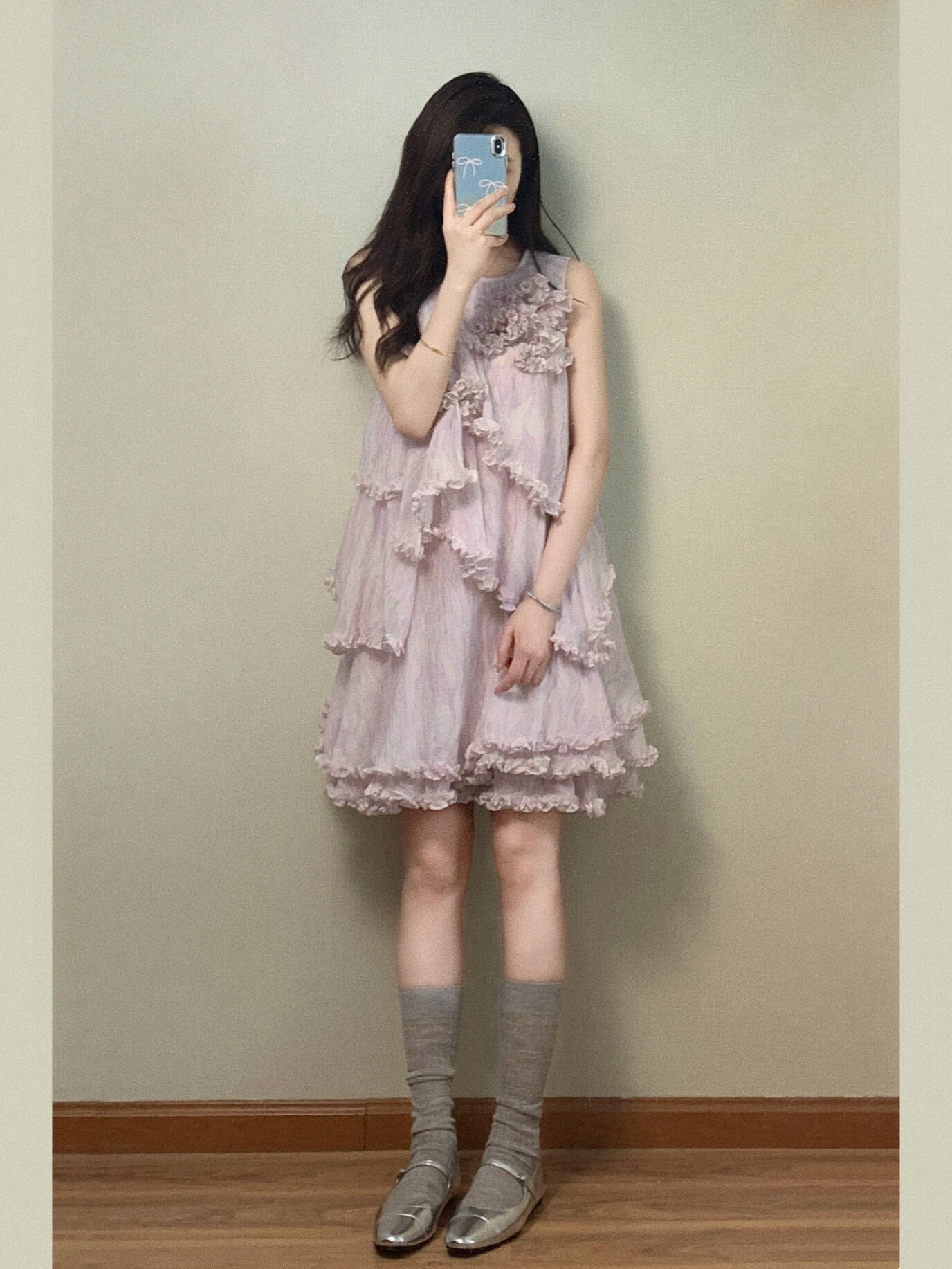 작은 키 자이언트 잘 생긴 보라색 프릴 민소매 드레스 아름다운 아니요 명중 섹션 초여름 고유 한 아름다운 작은 치마