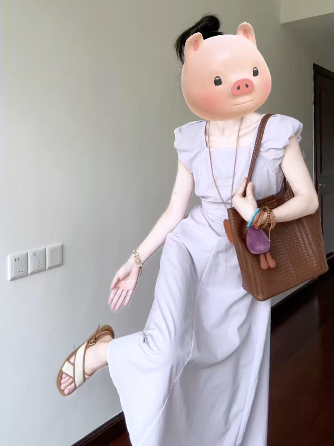 달콤한 욕망 초과 프랑스식 레트로 백리스 심장 기계 캄파넬라 세과 드레스 고급 여성 여름 새로운 슬림해 보이는 보라색 롱 스커트