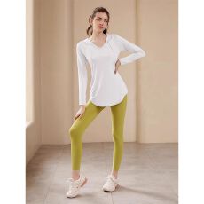 批发锦纶170克速干裸感瑜伽面料速干长袖T恤瑜伽服中长款百搭