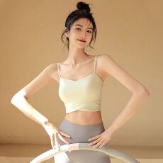 批发锦纶220克#运动文胸夏季外穿含胸垫防震聚拢吊带瑜伽背心健身内衣