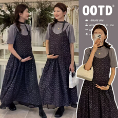 批发孕妇装春夏季吊带碎花裙短袖<b class='q'>背心</b>裙套装宽松显瘦遮肉<b class='q'>长款</b>连衣裙