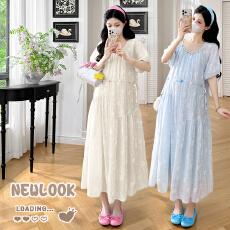 现孕妇夏季薄款仿刺绣仙女裙温柔风遮肉显瘦网纱透气长款连衣裙