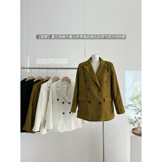 批发鹭青一原创郁燃复古<b class='q'>西装外套</b>女秋季高级感枪驳领气质休闲西服