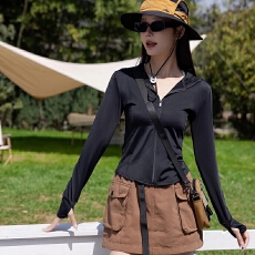 批发连帽夏季户外休闲防晒衣女士<b class='q'>修身</b>瑜伽<b class='q'>运动服</b>上衣薄款长袖防晒外套