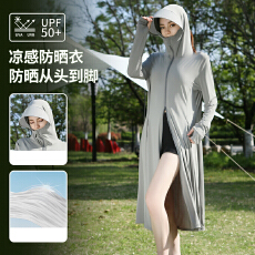 批发新款防晒衣长款女外穿防紫外线电动车透气连体冰丝外套防晒服夏天