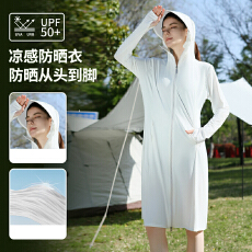 批发长款全身防晒衣女2026夏冰丝防紫外线防晒裙修身外套大帽檐防晒服