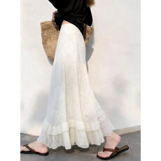 批发温柔减龄白色蕾丝半身<b class='q'>长</b><b class='q'>裙</b>女高级感荷叶边蛋糕仙女<b class='q'>裙</b>2026春季新款