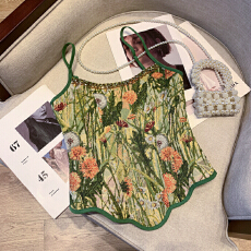 批发新中式高级感法式复古油画印花吊带背心女内搭外穿收腰显瘦<b class='q'>上衣</b>潮