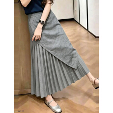 批发灰色高腰百褶半身裙女2026<b class='q'>夏</b>季流行新款遮肉显瘦气质百搭中长裙子