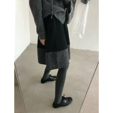 批发纹理撞色毛呢半身裙女秋冬新款韩系气质<b class='q'>优雅</b>A字中裙子