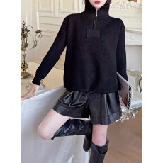 批发实拍欧版半拉链羊毛衫秋冬新款高端<b class='q'>品牌</b>宽松短款抽绳打底毛衣重工