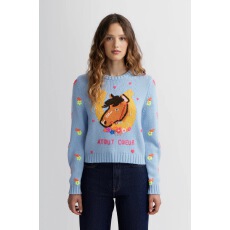 批发圆领可爱小马羊毛混纺毛衣针织衫