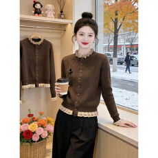 批发大码<b class='q'>胖</b>mm<b class='q'>木耳边</b>针织衫女春秋季淡<b class='q'>人</b>高知老钱风穿搭内搭气质长袖上