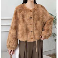批发进口托斯卡纳直毛羊皮毛一体外套女<b class='q'>短款</b><b class='q'>皮草</b>高级感