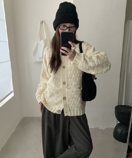 한 부서 고급 센스 부드러운 찹쌀 스웨터 여성 코트 가을 의상 새로운 루즈핏 느긋한 바람 외부 가져 가라. 니트 오픈 가디건 포함 양모