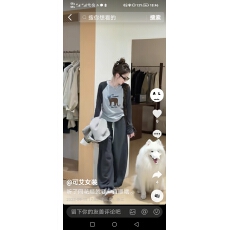 批发撞色拼接袖子印花打底衫