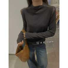 网纱拼接磨毛加厚打底衫