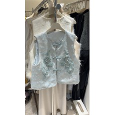 批发新中式马甲女秋季重工刺绣无袖坎肩背心盘扣唐装上衣国风高端马夹