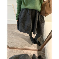 批发韩国东大门2025年<b class='q'>秋</b>冬净色毛呢宽松爱心植绒百搭甜美橡筋高腰半裙