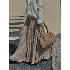 批发韩系加厚丝绒拼接半身裙女2025年秋季高腰显瘦气质a字长裙<b class='q'>大摆裙</b>