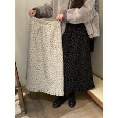 批发2025秋冬新款韩版韩系冬款甜美风温柔花色木耳边显瘦百搭半身裙