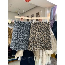 批发十三行美式<b class='q'>复古</b>加绒豹纹毛呢半身裙女冬季羊羔毛加厚裙子五分短裙