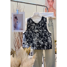 批发2025<b class='q'>秋</b>冬新款新中式中式复古水墨画拼貂毛休闲马甲