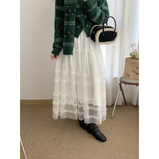 批发DIAMOND◆天使之翼芭蕾风<b class='q'>网纱</b>拼接蛋糕半身裙蓬蓬小白裙加绒长裙