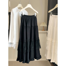 批发蕾丝花边百褶裙蛋糕半身裙女秋<b class='q'>冬</b>季高腰显瘦垂感a字伞裙大摆长裙