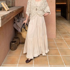 批发爱西里2026春气质简约<b class='q'>百搭</b>高级感拼接设计垂感半身裙女