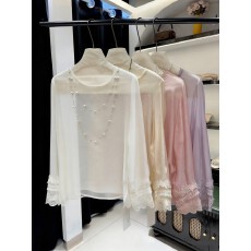 批发新中式国风刺绣<b class='q'>欧根纱</b>长袖衬衫女2026春季高级感气质别致内搭上衣