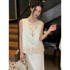 批发国风系列 金粉雏菊花<b class='q'>甜美</b>富贵新中式马甲