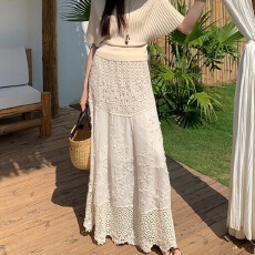 批发爱西里2026夏新款浪漫氛围重工镂空花朵刺绣半身裙女显瘦高腰长裙